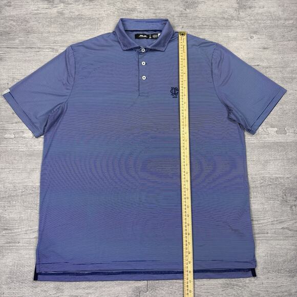 RLX Ralph Lauren Polo Shirt Men’s Size XL Blue Striped Dallas Country Club Golf - Picture 5 of 10